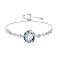 wholesale TOUPOP Tree Of Life Initial Bracelet 925 Sterling Silver A-z Letter Bracelet Blue Circle Crystal Jewelry Birthday Christmas Gifts For Women Her Girlfriend Mom -style_name:Tree of Life V