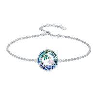 wholesale TOUPOP Sea Turtle Bracelet Anklet 925 Sterling Silver Beach Palm Tree Bracelet Summer Crystal Sea Turtle Jewelry Christmas Gifts For Women Her -style_name:Flamingo Bracelet 7"-9"