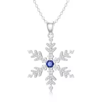 TOUPOP Sterling Silver & Blue CZ Snowflake Pendant Necklace-style_name:A-White Snowflake