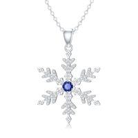 wholesale 925 Sterling Silver Snowflake Necklace For Women White/blue Cz Winter Snowflake Pendant Necklace Christmas Jewelry Gifts For Women -style_name:A-White Snowflake