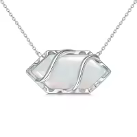 TOUPOP 925 Sterling Silver Hexagon Gemstone Pendant Necklace Fine Jewelry Gifts-color_name:Opal
