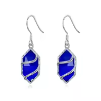 TOUPOP Sterling Silver Gemstone Hexagon Drop Dangle Earrings for Women-color_name:Sapphire