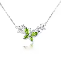 TOUPOP Sterling Silver Butterfly Choker Necklace with Birthstone Pendant-style_name:8-August-Peridot