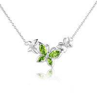 wholesale TOUPOP Butterfly Choker Necklace S925 Sterling Silver Birthstone Pendant Necklace Jewelry Gifts For Women Wife Wedding Birthday Christmas Gifts -style_name:8-August-Peridot