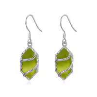 TOUPOP Sterling Silver Gemstone Hexagon Drop Dangle Earrings for Women-color_name:Peridot
