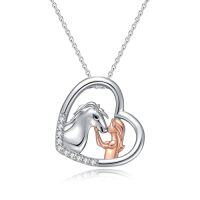 wholesale TOUPOP Heart Annimal Necklaces Sterling Silver Dog/horse/owl Necklace For Women Anniversary Birthday Christmas Gift For Sister Girlfriend Wife Mom -style_name:Horse A