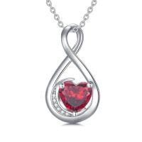 wholesale TOUPOP Birthstone Necklace For Women S925 Sterling Silver Infinity Love Necklace Infinity Moon Jewelry Birthday Christmas Gifts For Women Mom Wife Girlfriend, 18"+2" Inches -color_name:01-Garnet-Jan.