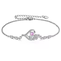 TOUPOP Sterling Silver Birthstone Flower Bracelet For Women-style_name:J-October