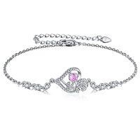 wholesale TOUPOP Birth Flower Bracelet For Women 925 Sterling Silver Birth Month Flower Birthstone Bracelets Heart Floral Jewelry Gifts For Women Wife Girlfriend Anniversary Birthday Gift -style_name:J-October