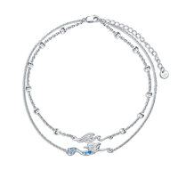 wholesale Sea Turtle Dolphin Mermaid Anklet For Women 925 Sterling Silver Dolphin Beach Anklet Ocean Summer Jewelry Gifts For Women -style_name:Mermaid
