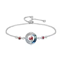 TOUPOP Sterling Silver Blue Crystal Birthstone Moon Star Bracelet Women Jewelry Gift-color_name:01-January-Garnet