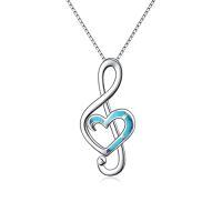 wholesale TOUPOP Sterling Silver Music Note Necklaces Created Opal Rose Necklace Gymnastics Jewelry Gifts For Women Teen Girls Dance Lovers Teacher -style_name:A- Turquoise music note necklace