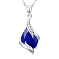 TOUPOP 925 Sterling Silver Teardrop Birthstone Pendant Fine Jewelry Gift-color_name:09-September-Sapphire