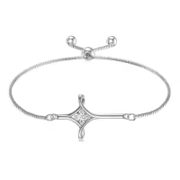 TOUPOP Sterling Silver Birthstone Cross Infinity Bracelet For Women-color_name:04-April-Synthetic Diamond