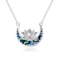 TOUPOP Sterling Silver Abalone Shell Lotus Necklace Pendant Gift-style_name:Style 2