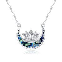 wholesale TOUPOP Lotus Necklace Sterling Silver Lotus Jewelry Abalone Shell Lotus Pendant Lotus Gifts For Women Girls Birthday Christmas -style_name:Style 2