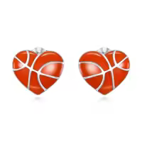 TOUPOP 925 Sterling Silver Sports Stud Earrings Tennis Baseball Volleyball Soccer Basketball Football Softball Hockey Gifts-style_name:02-basketball