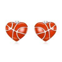 wholesale Sports Stud Earrings 925 Sterling Silver Tennis, Baseball, Volleyball, Soccer, Basketball, Football, Softball, Hockey Earrings Dangling Earrings For Women Men Player Fan Gifts -style_name:02-basketball