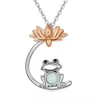 TOUPOP Sterling Silver Animal Pendant Women Jewelry Christmas Gifts-style_name:Frog-Lotus