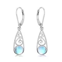 TOUPOP Sterling Silver Celtic Filigree Teardrop Leverback Earrings-style_name:Moonstone