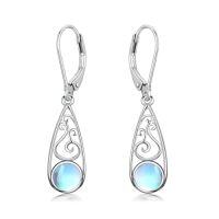 wholesale Teardrop Earrings For Women Celtic Filigree Drop Earrings Sterling Silver Leverback Earrings Jewelry Christmas Gifts For Women Her -style_name:Moonstone