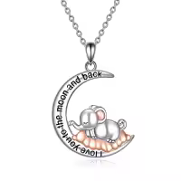 TOUPOP 925 Sterling Silver Cute Animal Necklace Frog Panda Elephant Koala Pig Fox Bunny Wolf-style_name:Elephant