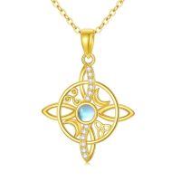 TOUPOP 14k Solid Gold Celtic Knot Necklace, Irish Amulet Pendant Gift-style_name:D-Celtic Knot Witch