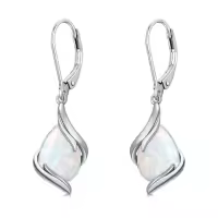 TOUPOP Sterling Silver Gemstone Teardrop Dangle Earrings Women Gifts-color_name:Opal