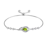 TOUPOP Sterling Silver Infinity Birthstone Bracelet Gift for Women-color_name:08-August-Peridot