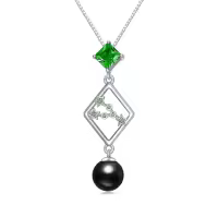 TOUPOP Sterling Silver Black Freshwater Pearl Constellation Necklace-style_name:Gemini (5.21 - 6.20) with Alexandrite June Birthstone