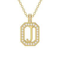 TOUPOP 14K Gold Moissanite Initial Letter Pendant Necklace-style_name:J