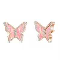 TOUPOP Sterling Silver Crystal Dolphin Butterfly Sea Turtle Frog Axolotl Stud Earrings-style_name:Butterfly Earrings-C