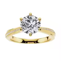 TOUPOP 10k/14k/18k Gold Moissanite Engraved Name Round Cut Engagement Rings-style_name:K Moissanite Ring