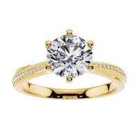 wholesale TOUPOP Personalized Moissanite Wedding Rings For Women 10k/14k/18k Solid Gold Engraved Name Round Cut Moissanite Engagement Rings Anniversary Valentines Day Christmas Gifts For Her Wife -style_name:K Moissanite Ring