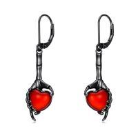 wholesale Gothic Bat/skull/cross/celtic Knot Earrings 925 Sterling Silver Halloween Leverback Red Agate Earrings Jewelry Halloween Christmas Gifts For Women -style_name:Skull