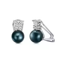 TOUPOP Sterling Silver Black Freshwater Pearl Butterfly Earrings-style_name:Butterfly Stud Earrings