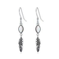 wholesale Feather Earrings For Women 925 Sterling Silver Western Boho Drop Dangle Earrings Vintage Feather Jewelry Gifts -color_name:Opal