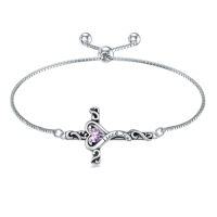wholesale TOUPOP Birthstone Cross Bracelet For Women 925 Sterling Silver Cross Heart Bracelet I Love You Jewelry Birthday Christmas Gifts For Her Girlfriend Wife -color_name:06-June-Alexandrite