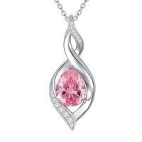 wholesale Birthstone Necklace For Women Teardrop Necklaces 925 Sterling Silver Infinity Love Jewelry Birthday Christmas Gifts For Women Mom Wife Girlfriend -color_name:10-October-Pink Tourmaline
