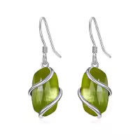 TOUPOP 925 Sterling Silver Gemstone Dainty Drop Earrings-color_name:Dangle-Peridot-August