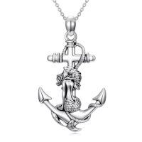 wholesale Anchor Necklace 925 Sterling Silver Nautical Pendant Jewelry Sailor Gifts For Women -style_name:Mermaid