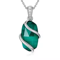 TOUPOP Sterling Silver Gemstone Pendant Fine Jewelry Gift for Women-color_name:A-Emerald-May