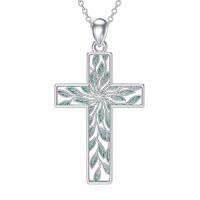 wholesale Cross Necklace For Women Men 925 Sterling Silver Cross Pendant Christian Jewelry Christmas Gifts -style_name:Tree of Life Cross Necklace