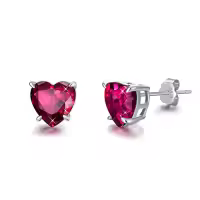 TOUPOP Sterling Silver Birthstone Teardrop Stud Earrings-color_name:Heart-07-Jul-Ruby