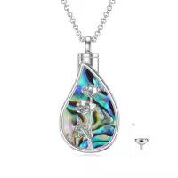 TOUPOP Sterling Silver 12 Month Birth Flower Cremation Urn Necklace-style_name:8-August
