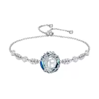 TOUPOP Sterling Silver Blue Crystal A-Z Letter Bracelet Gift-style_name:Tree of Life H