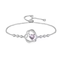 TOUPOP Sterling Silver Birthstone Double Heart Bracelet Love Forever Jewelry Gifts-color_name:06-June-Alexandrite