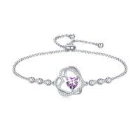 wholesale TOUPOP Heart Birthstone Bracelet 925 Sterling Silver Double Heart Bracelet Love You For Always And Forever Jewelry Anniversary Birthday Christmas Gifts For Women Wife Her -color_name:06-June-Alexandrite
