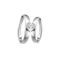 TOUPOP 14k White Gold Plated Moissanite D VVS1 Engagement Wedding Ring Set-style_name:D Wedding Ring Set