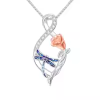 TOUPOP 925 Sterling Silver Animal Infinity Pendant Jewelry Gifts-style_name:Dragonfly Necklace